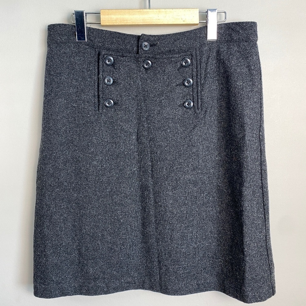 Old Navy Women's Wool Blend Low Waist Lined Skirt Size 8 Button Flap Front Vtg‎